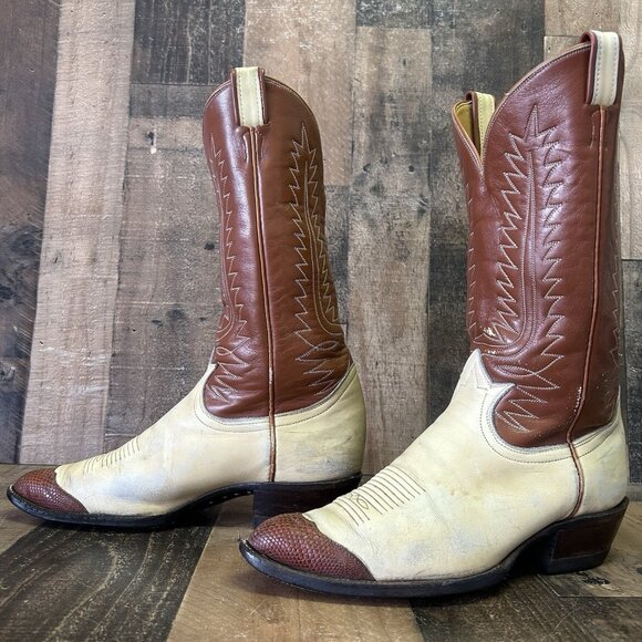 Tony Lama 6216 Vintage Gold Label Wingtip Urban Cowboy Boots Mens 9 D - Picture 1 of 12